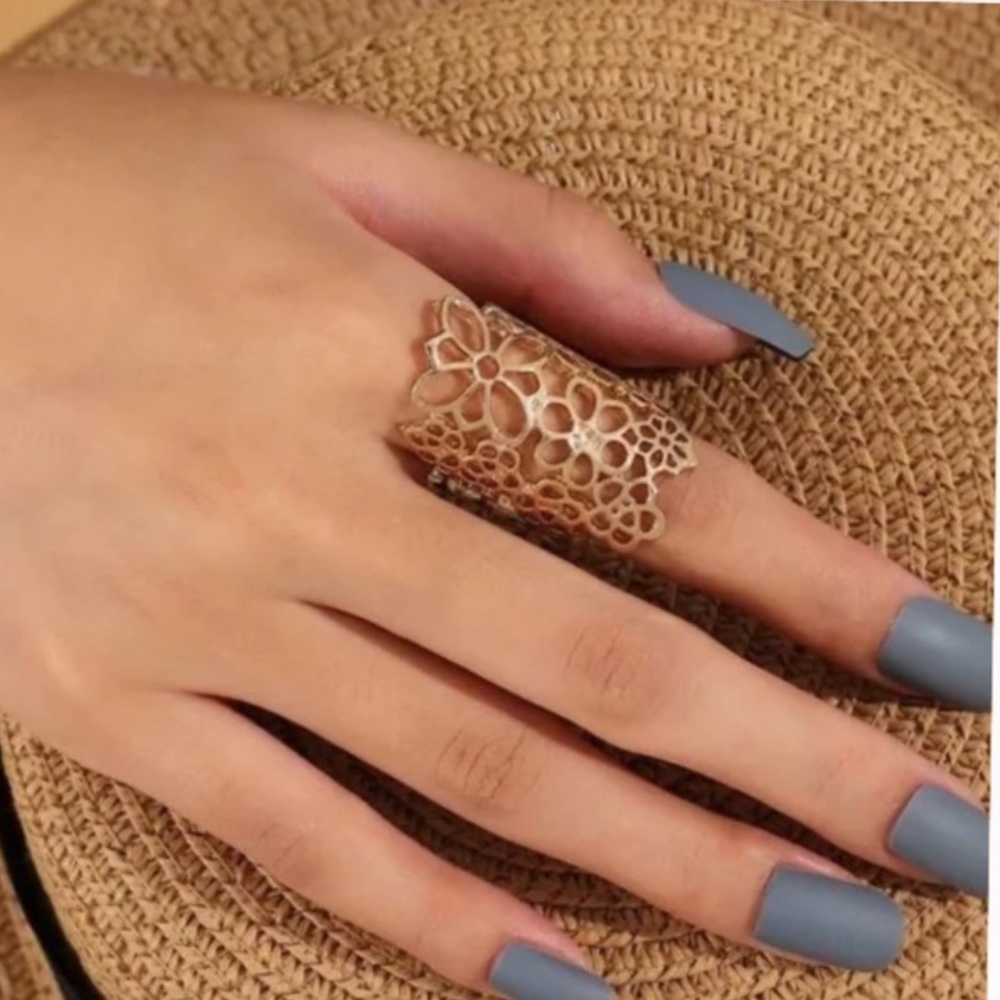 NWT. Gold Tone Flower Cuff Ring!